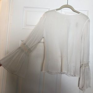 Backless white shirt bell sleeve top blouse boho